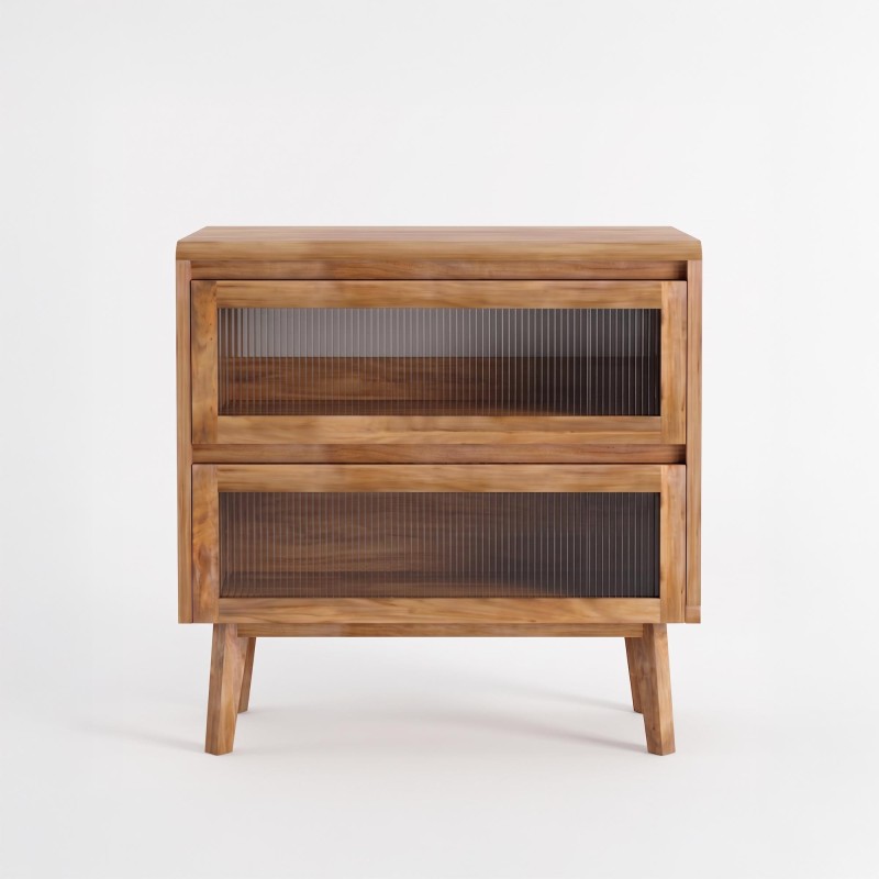 Meuble sous vasque en bois massif de teck 80 cm - Riona