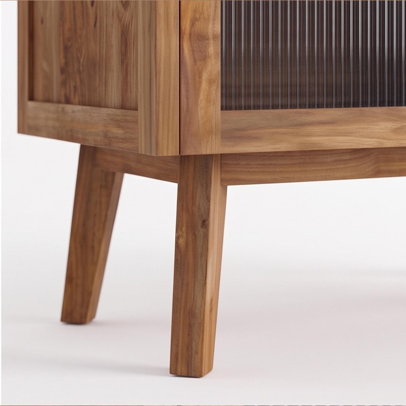 Meuble sous vasque en bois massif de teck 80 cm - Riona