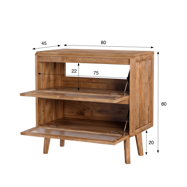 Meuble sous vasque en bois massif de teck 80 cm - Riona