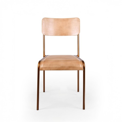 Chaise en cuir marron - Back to school