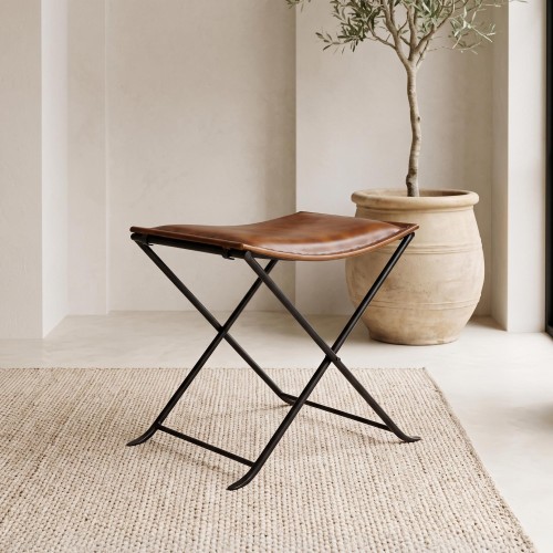 Tabouret d’appoint pliant en cuir vintage - Smart