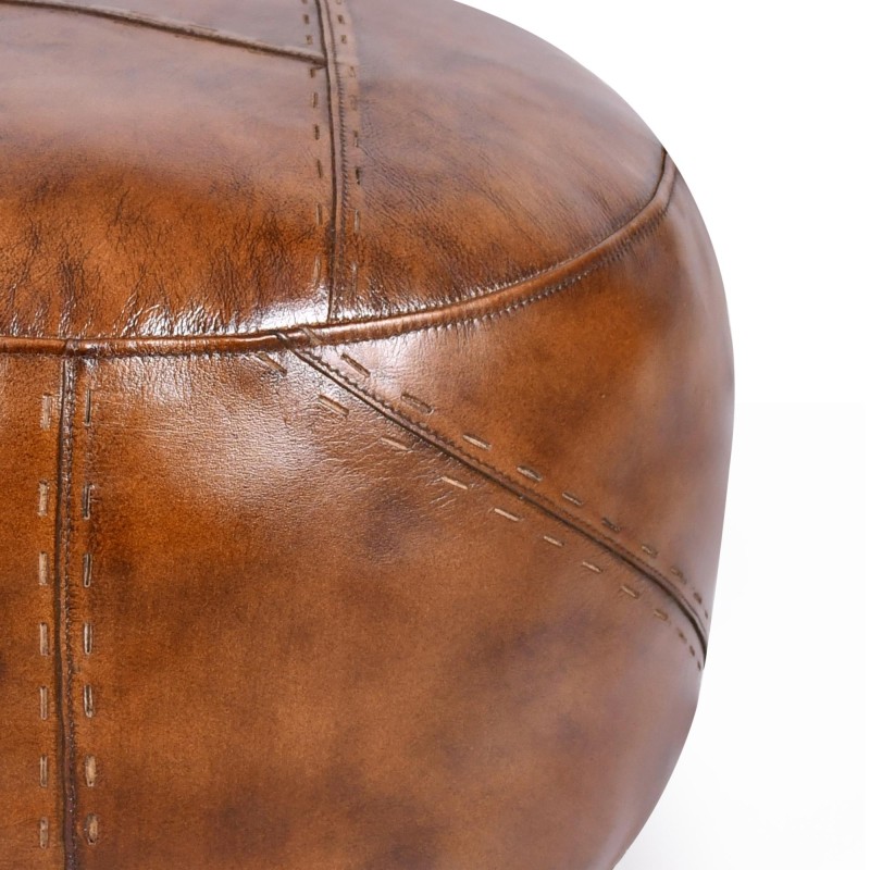 Pouf rond en cuir - Patchwork