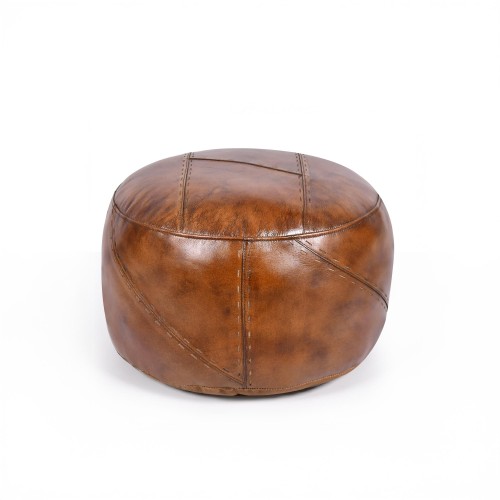 Pouf rond en cuir - Patchwork