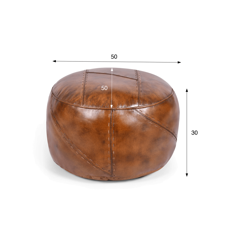 Pouf rond en cuir - Patchwork