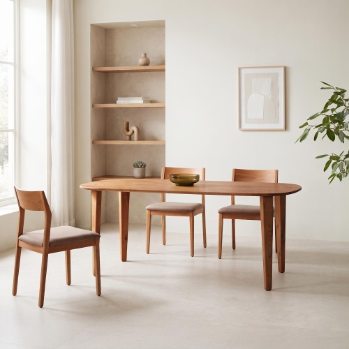 Table à manger ovale en bois massif de manguier - Orama