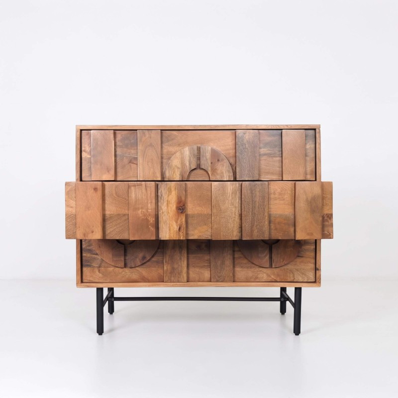 Buffet 3 tiroirs en manguier massif 85 cm - Flow