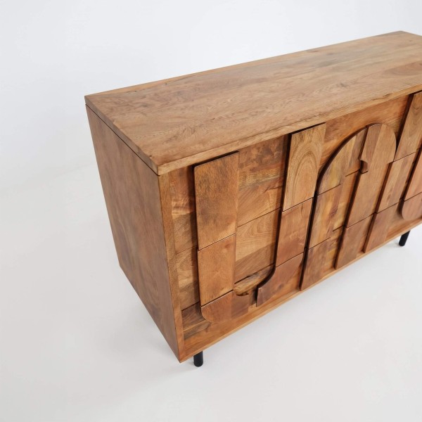 Buffet 3 tiroirs en manguier massif 85 cm - Flow