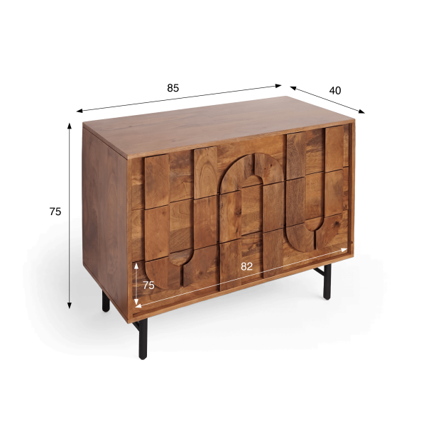 Buffet 3 tiroirs en manguier massif 85 cm - Flow