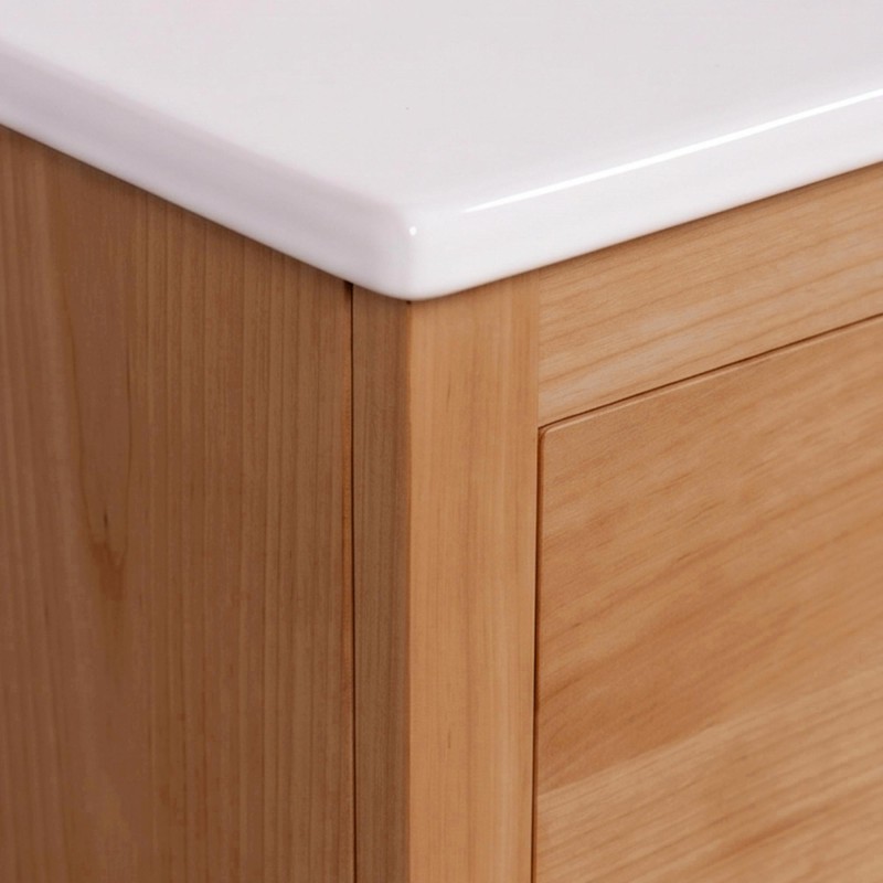Meuble de salle de bain simple vasque en bois massif de teck - Sylva