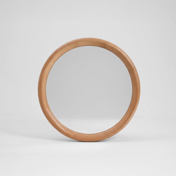 Miroir mural rond de salle de bain en bois massif de mindi