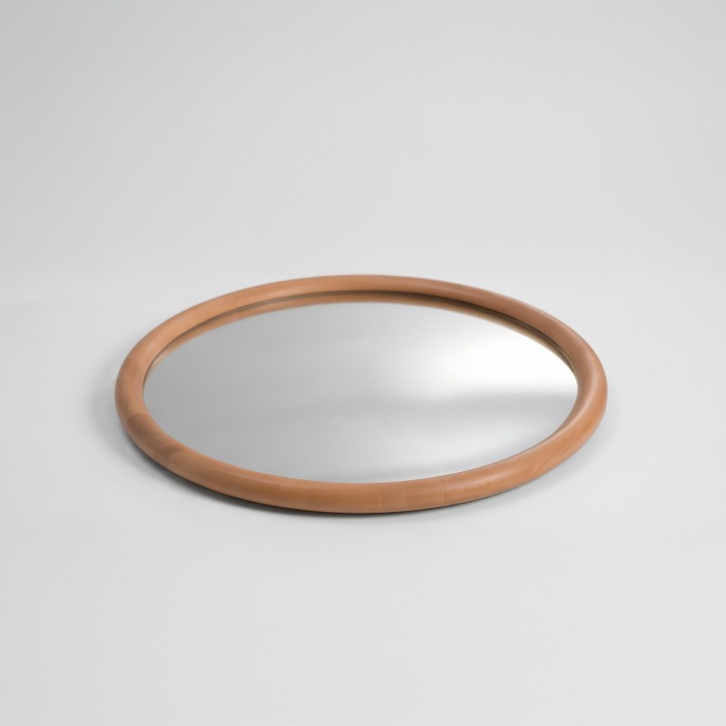Miroir mural rond de salle de bain en bois massif de mindi