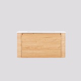 Meuble de salle de bain simple vasque suspendu en noyer blond 80 cm - Celestine
