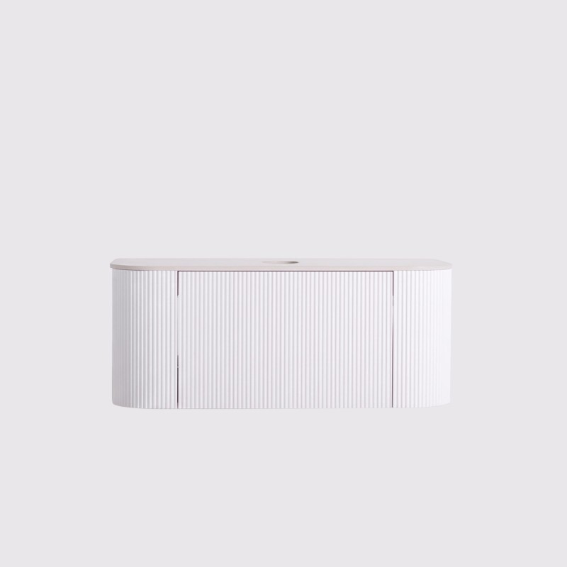 Meuble sous vasque suspendu blanc avec plan en céramique 90 cm - Olivine