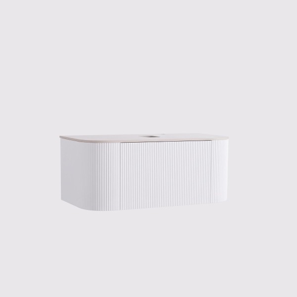 Meuble sous vasque suspendu blanc avec plan en céramique 90 cm - Olivine