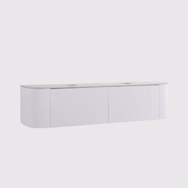 Meuble sous vasque suspendu blanc avec plan en céramique 150 cm - Olivine