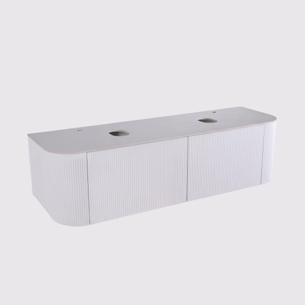 Meuble sous vasque suspendu blanc avec plan en céramique 150 cm - Olivine