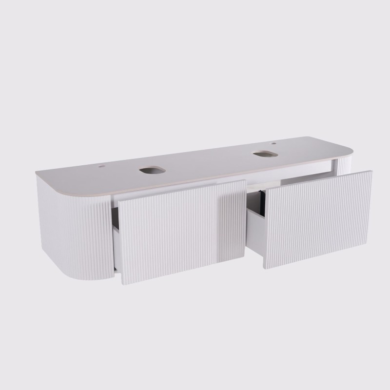 Meuble sous vasque suspendu blanc avec plan en céramique 150 cm - Olivine