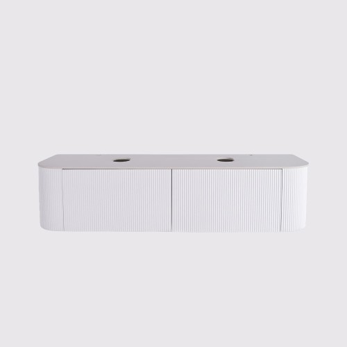 Meuble sous vasque suspendu blanc avec plan en céramique 150 cm - Olivine