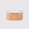 Meuble de salle de bain simple vasque suspendu en bois d'acacia naturel 80 cm - Sphene