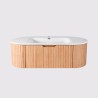Meuble de salle de bain double vasque suspendu en bois d'acacia naturel 120 cm - Sphene