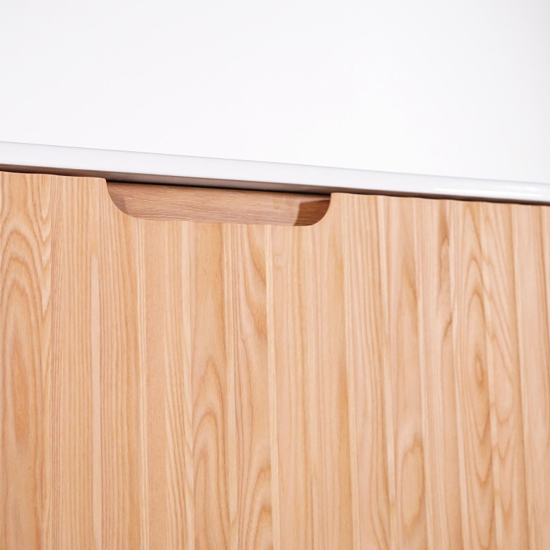 Meuble de salle de bain double vasque suspendu en bois d'acacia naturel 120 cm - Sphene