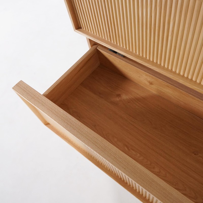 Meuble sous vasque suspendu en noyer blond avec plateau en céramique blanc 80 cm - Carnelian
