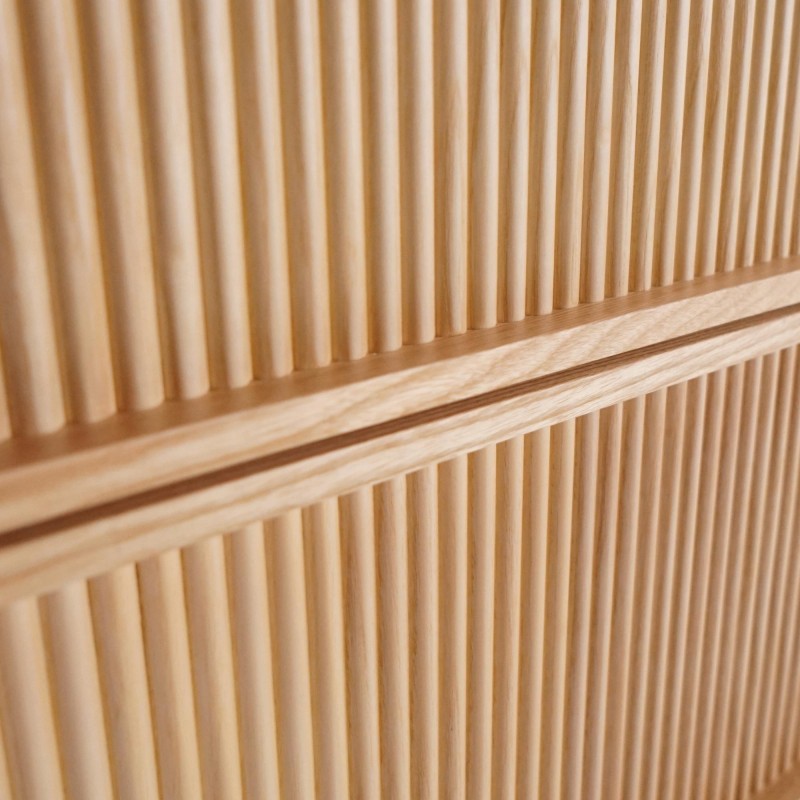 Meuble sous vasque suspendu en noyer blond avec plateau en céramique blanc 80 cm - Carnelian
