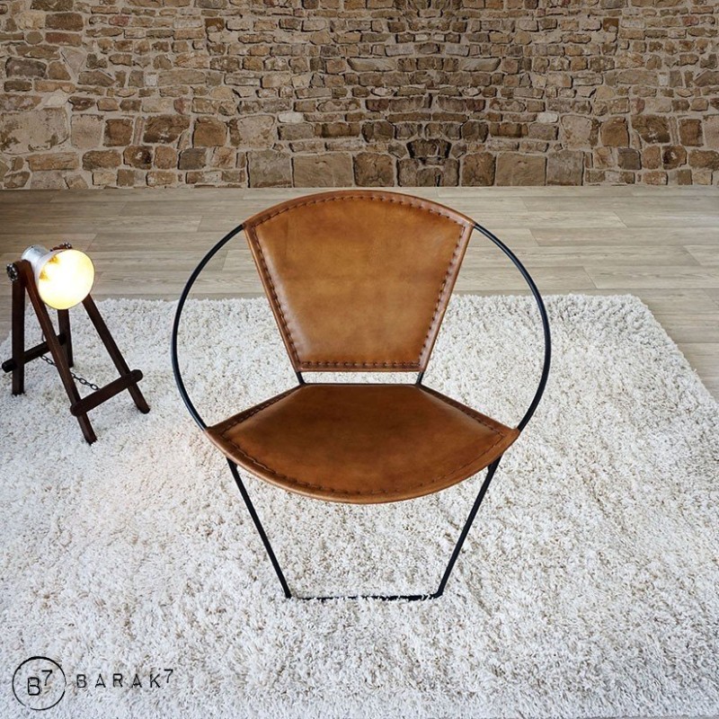 Chaise en cuir papillon - Paon