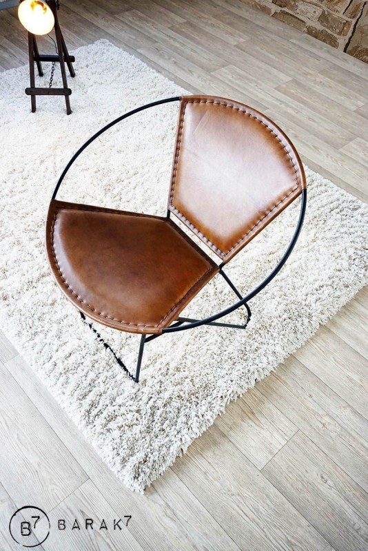Chaise en cuir papillon - Paon