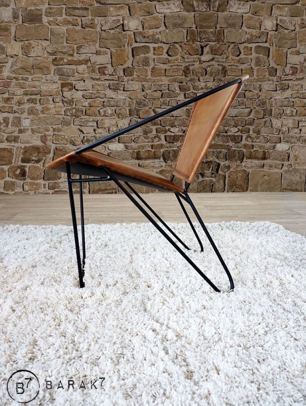 Chaise en cuir papillon - Paon