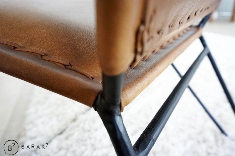 Chaise en cuir papillon - Paon