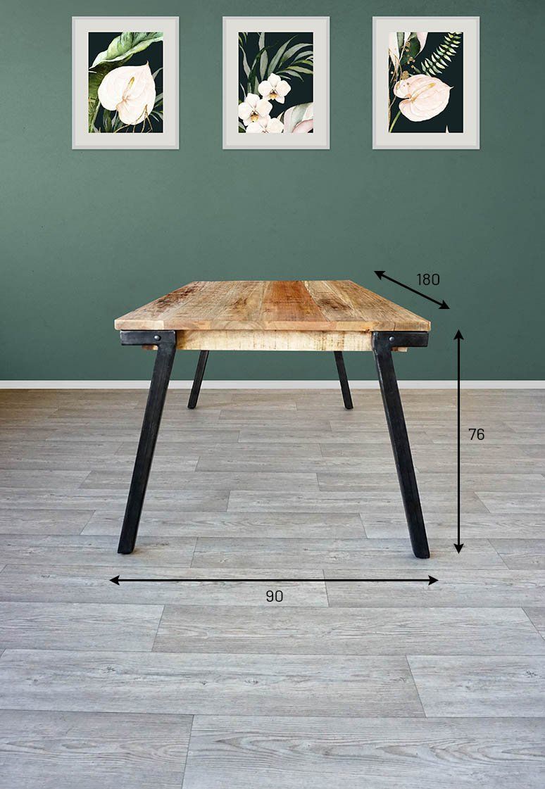 Table bois et métal vintage RETRO ARCHI