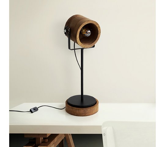 Lampe industrielle sur pied bois et métal - Woody