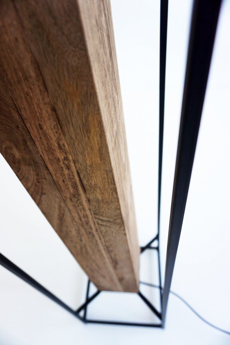 Lampadaire industriel bois et métal 140 cm - Totem
