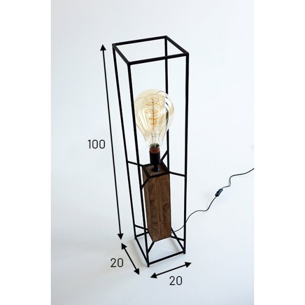 Lampadaire industriel bois et métal 100 cm - Totem