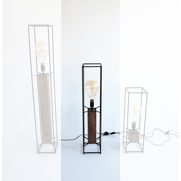 Lampadaire industriel bois et métal 100 cm - Totem