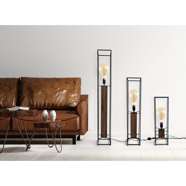 Lampadaire industriel bois et métal 100 cm - Totem