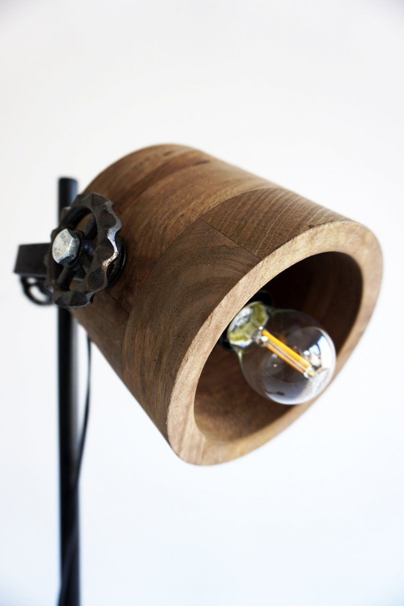 Lampe sur pied industrielle bois et métal - Woody