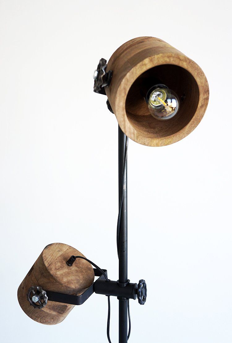 Lampe sur pied industrielle bois et métal - Woody