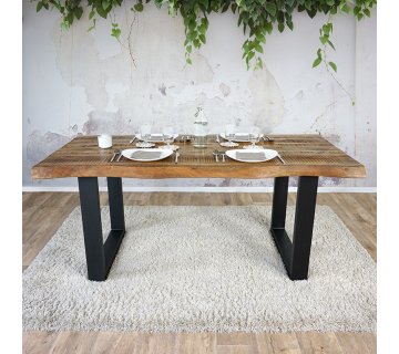 Table à manger bois massif avec pieds en métal - Rustik