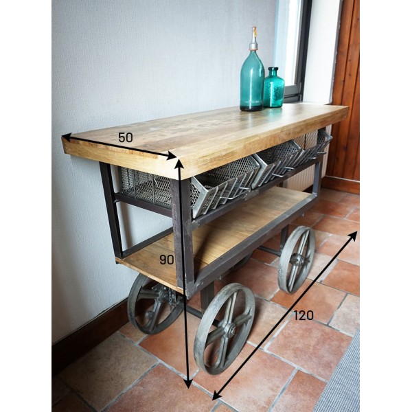 Desserte industrielle finition naturelle