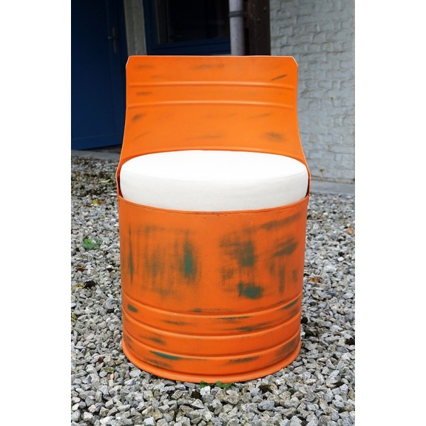 Fauteuil industriel bidon orange