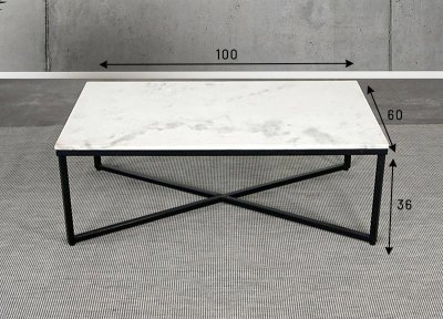 Table basse rectangulaire en marbre blanc - Madras