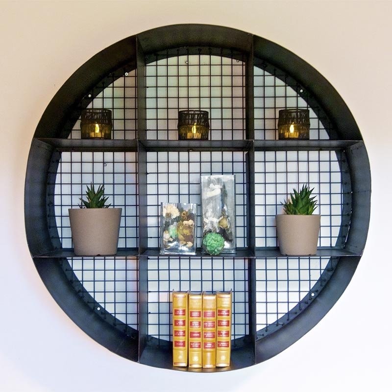 Etagère murale ronde de style industriel 90cm
