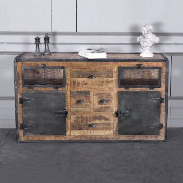 Buffet industriel à portes finition carbone