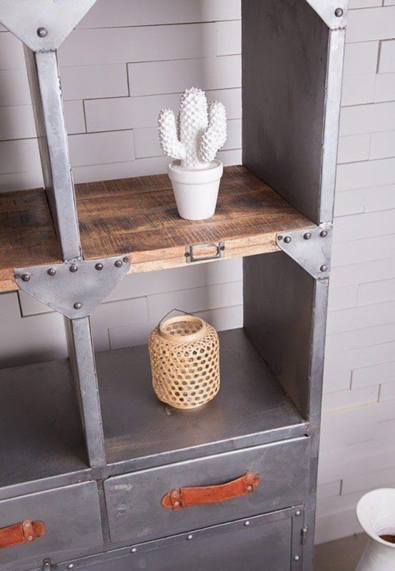 Vaisselier industriel finition naturelle