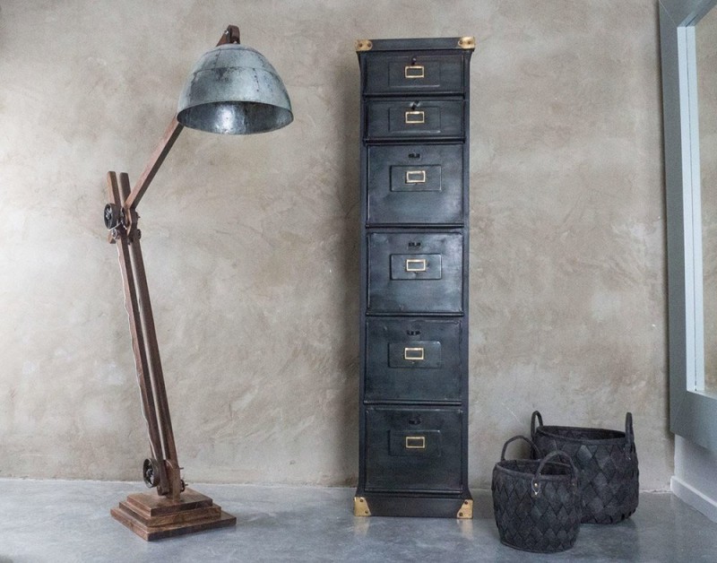 Meuble postier industriel finition carbone