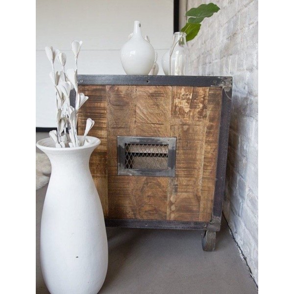 Meuble TV industriel 6 tiroirs finition antique