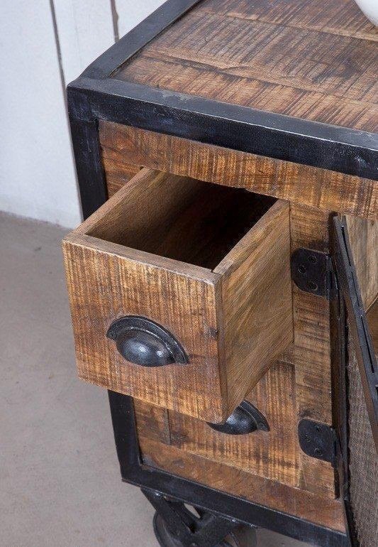 Meuble TV industriel 4 tiroirs finition carbone