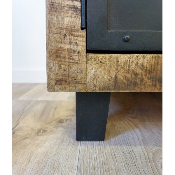 Meuble TV bois & metal BROOKLYN 115 cm